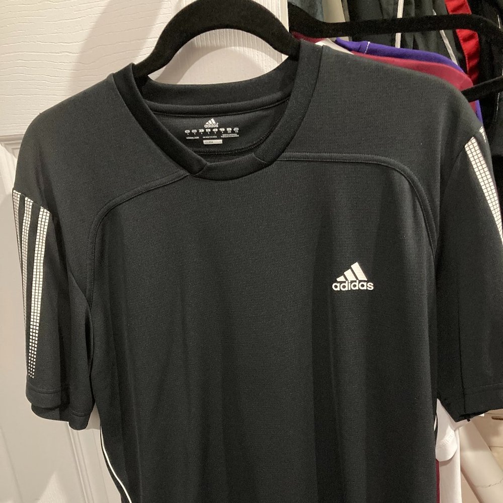 vintage men's adidas tennis, activewear shirt black size L